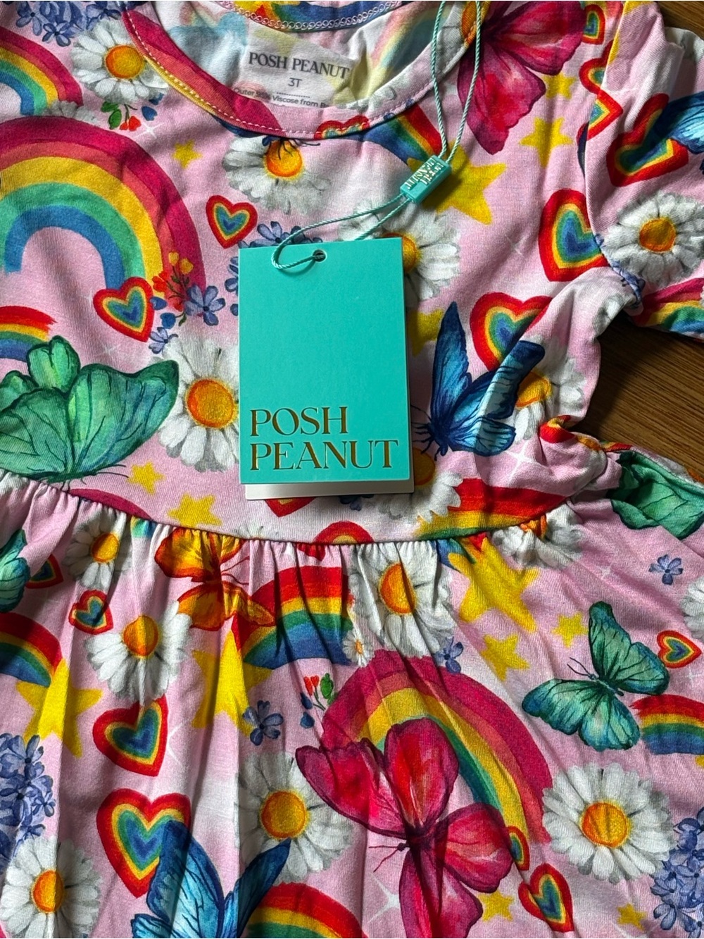 RARE! Posh Peanut-RAiNA-Heart-Rainbow-Butterfly-FloralBamboo-Toddler Twirl Dress
